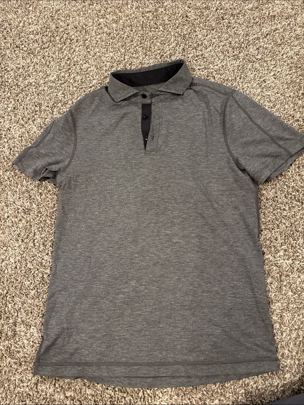 lululemon athletica Gray Heather Polo with Black Placket